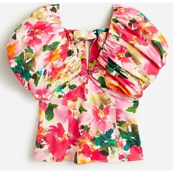 J. Crew Cecily Top Tie Back Floral Stretch Cotton NWT 4 - Picture 3 of 9